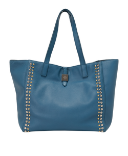 Tessie Studded Tote, Leather, Blue, 10260019, DB, 3*